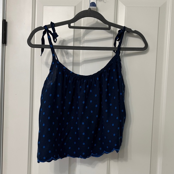 Hollister Tops - Hollister Navy Blue Polka Dot Crop Tie Strap Top